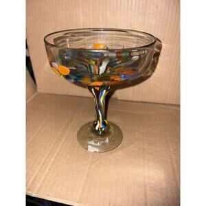Hand Blown Glass Confetti Swirl Pattern Margarita Glass